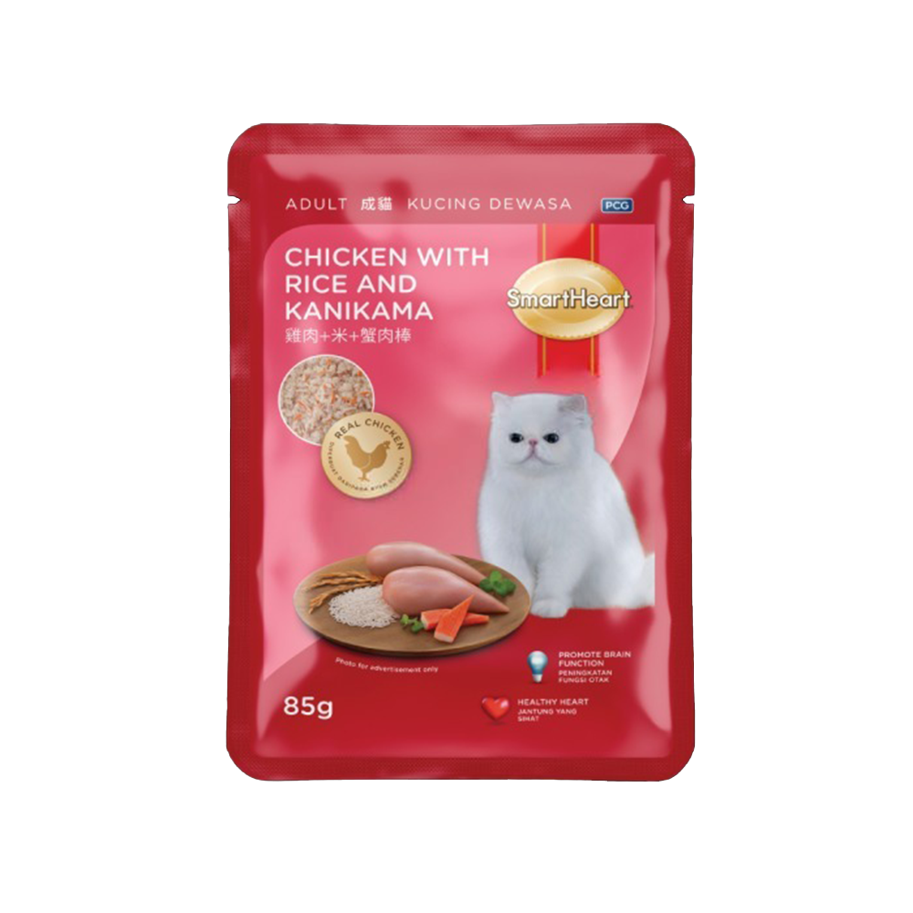 SmartHeart Cat Pouch - Chicken With Rice And Kanikama (85g)